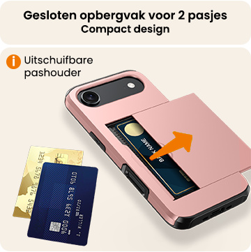 Nomfy Nomfy iPhone Air Hoesje Pashouder Hard Met Screenprotector - Rosé Goud