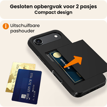 Nomfy Nomfy iPhone Air Hoesje Pashouder Hard Met Screenprotector - Zwart