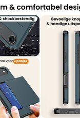 Nomfy Nomfy iPhone Air Hoesje Pashouder Hard Met 2x Screenprotector - Donker Blauw