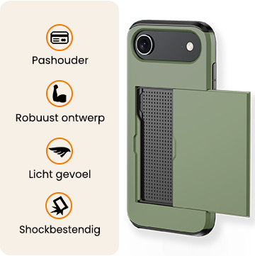 Nomfy Nomfy iPhone Air Hoesje Pashouder Hard Met 2x Screenprotector - Donker Groen