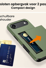 Nomfy Nomfy iPhone Air Hoesje Pashouder Hard Met 2x Screenprotector - Donker Groen