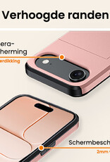 Nomfy Nomfy iPhone Air Hoesje Pashouder Hard Met 2x Screenprotector - Rosé Goud