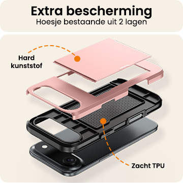 Nomfy Nomfy iPhone Air Hoesje Pashouder Hard Met 2x Screenprotector - Rosé Goud