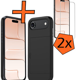 Nomfy Nomfy iPhone Air Hoesje Pashouder Hard Met 2x Screenprotector - Zwart