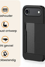 Nomfy Nomfy iPhone Air Hoesje Pashouder Hard Met 2x Screenprotector - Zwart