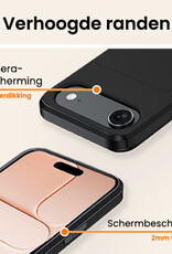 Nomfy Nomfy iPhone Air Hoesje Pashouder Hard Met 2x Screenprotector - Zwart