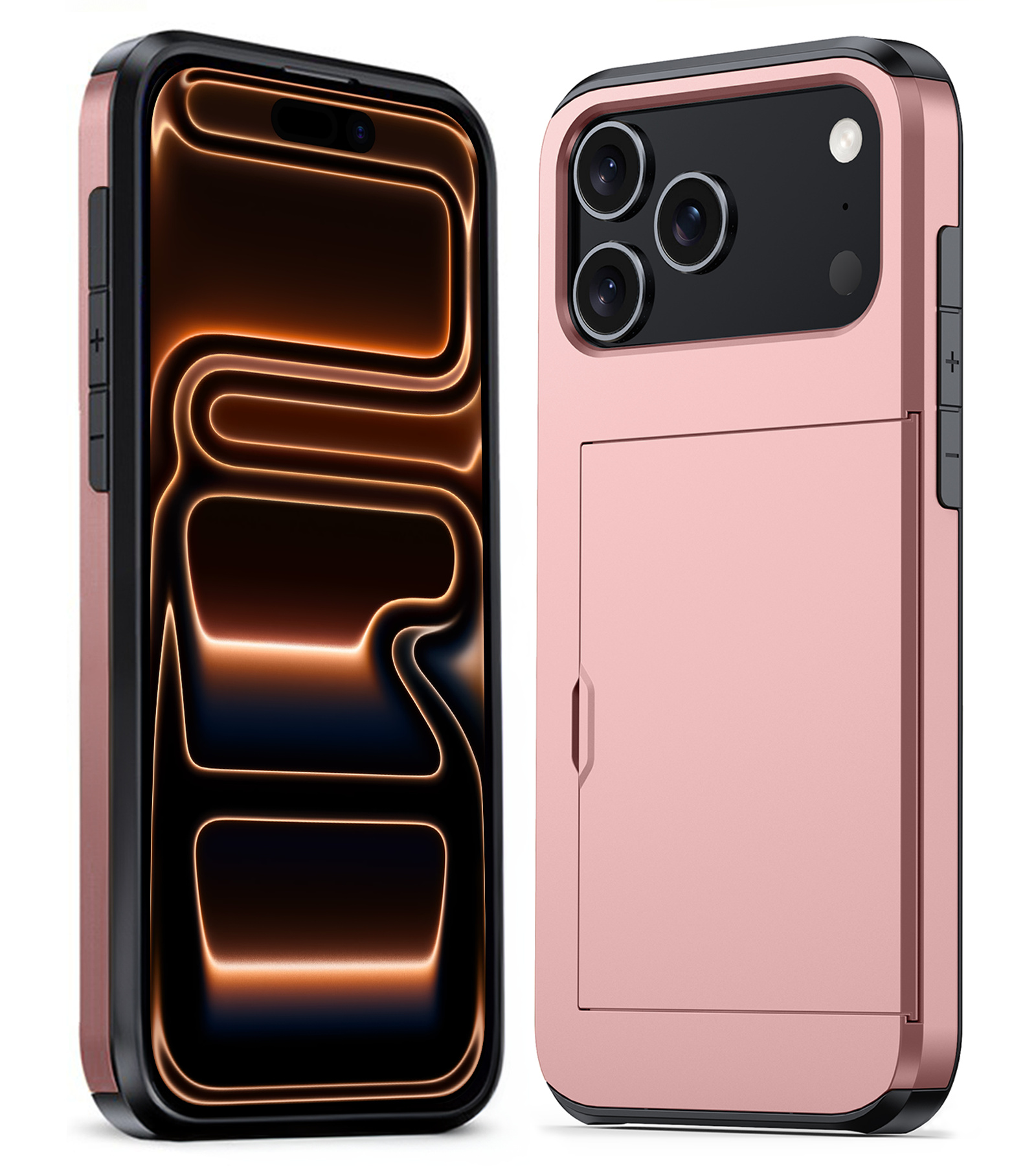 Nomfy Nomfy iPhone 17 Pro Hoesje Pashouder Hard - Rosé Goud