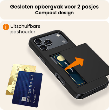 Nomfy Nomfy iPhone 17 Pro Hoesje Pashouder Hard - Zwart