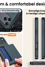 Nomfy Nomfy iPhone 17 Pro Hoesje Pashouder Hard Met Screenprotector - Donker Blauw