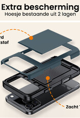 Nomfy Nomfy iPhone 17 Pro Hoesje Pashouder Hard Met Screenprotector - Donker Blauw