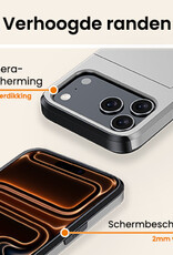 Nomfy Nomfy iPhone 17 Pro Hoesje Pashouder Hard Met Screenprotector - Grijs