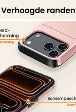 Nomfy Nomfy iPhone 17 Pro Hoesje Pashouder Hard Met Screenprotector - Rosé Goud