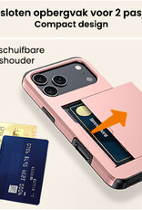 Nomfy Nomfy iPhone 17 Pro Hoesje Pashouder Hard Met Screenprotector - Rosé Goud