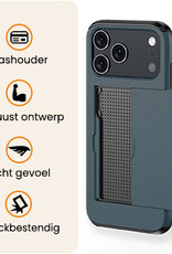 Nomfy Nomfy iPhone 17 Pro Hoesje Pashouder Hard Met 2x Screenprotector - Donker Blauw