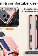 Nomfy Nomfy iPhone 17 Pro Hoesje Pashouder Hard Met 2x Screenprotector - Rosé Goud