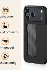 Nomfy Nomfy iPhone 17 Pro Hoesje Pashouder Hard Met 2x Screenprotector - Zwart