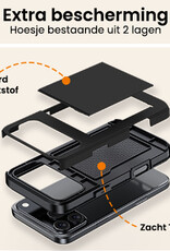 Nomfy Nomfy iPhone 17 Pro Hoesje Pashouder Hard Met 2x Screenprotector - Zwart