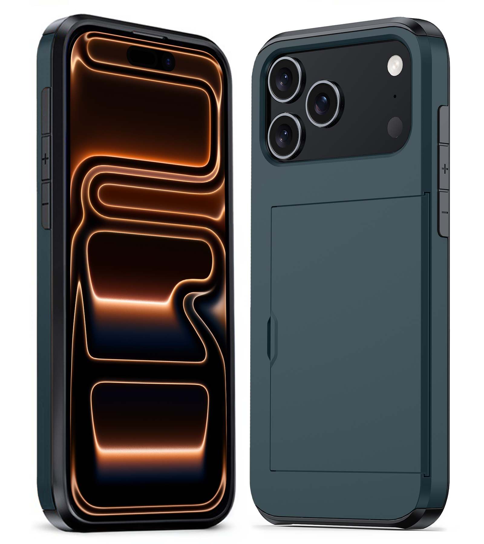 Nomfy Nomfy iPhone 17 Pro Max Hoesje Pashouder Hard - Donker Blauw