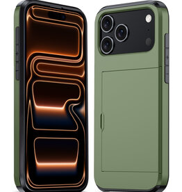 Nomfy Nomfy iPhone 17 Pro Max Hoesje Pashouder Hard - Donker Groen