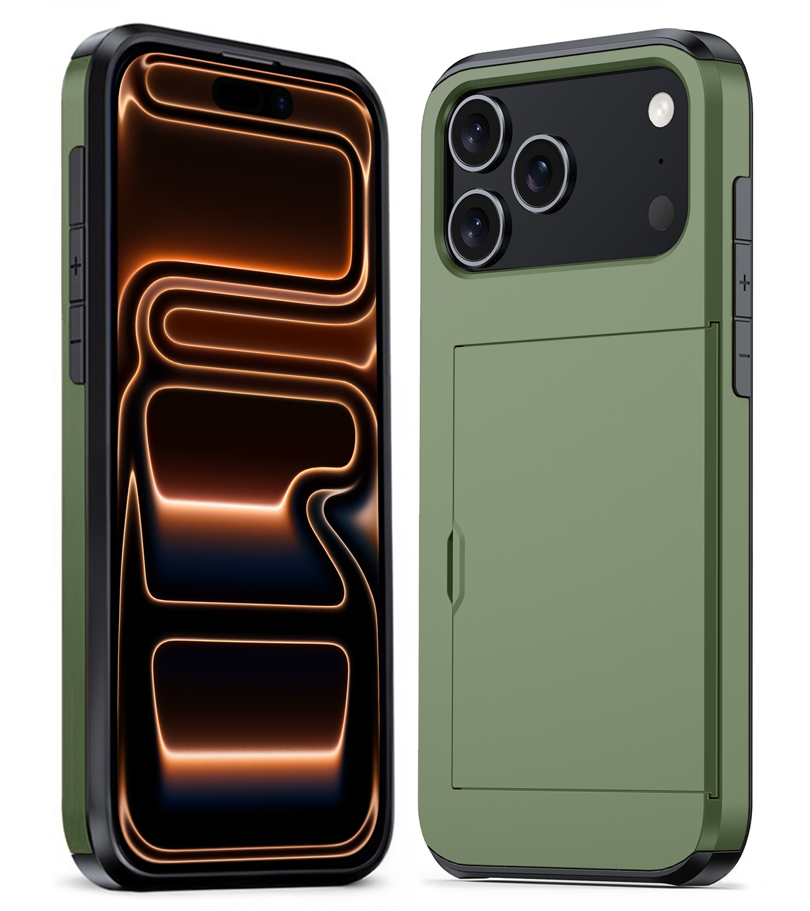 Nomfy Nomfy iPhone 17 Pro Max Hoesje Pashouder Hard - Donker Groen