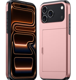 Nomfy Nomfy iPhone 17 Pro Max Hoesje Pashouder Hard - Rosé Goud