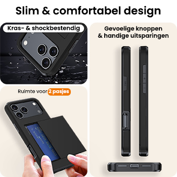 Nomfy Nomfy iPhone 17 Pro Max Hoesje Pashouder Hard - Zwart