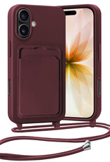 Nomfy Nomfy iPhone 17 Hoesje Pashouder met Koord - Aubergine