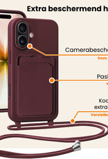 Nomfy Nomfy iPhone 17 Hoesje Pashouder met Koord - Aubergine