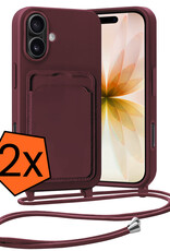 Nomfy Nomfy iPhone 17 Hoesje Pashouder met Koord - Aubergine - 2 PACK