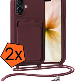 Nomfy Nomfy iPhone 17 Hoesje Pashouder met Koord - Aubergine - 2 PACK