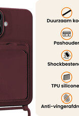 Nomfy Nomfy iPhone 17 Hoesje Pashouder met Koord - Aubergine - 2 PACK