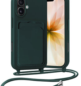 Nomfy Nomfy iPhone 17 Hoesje Pashouder met Koord - Donkergroen