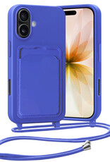 Nomfy Nomfy iPhone 17 Hoesje Pashouder met Koord - Fel Blauw