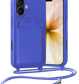 Nomfy Nomfy iPhone 17 Hoesje Pashouder met Koord - Fel Blauw
