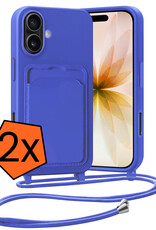 Nomfy Nomfy iPhone 17 Hoesje Pashouder met Koord - Fel Blauw - 2 PACK
