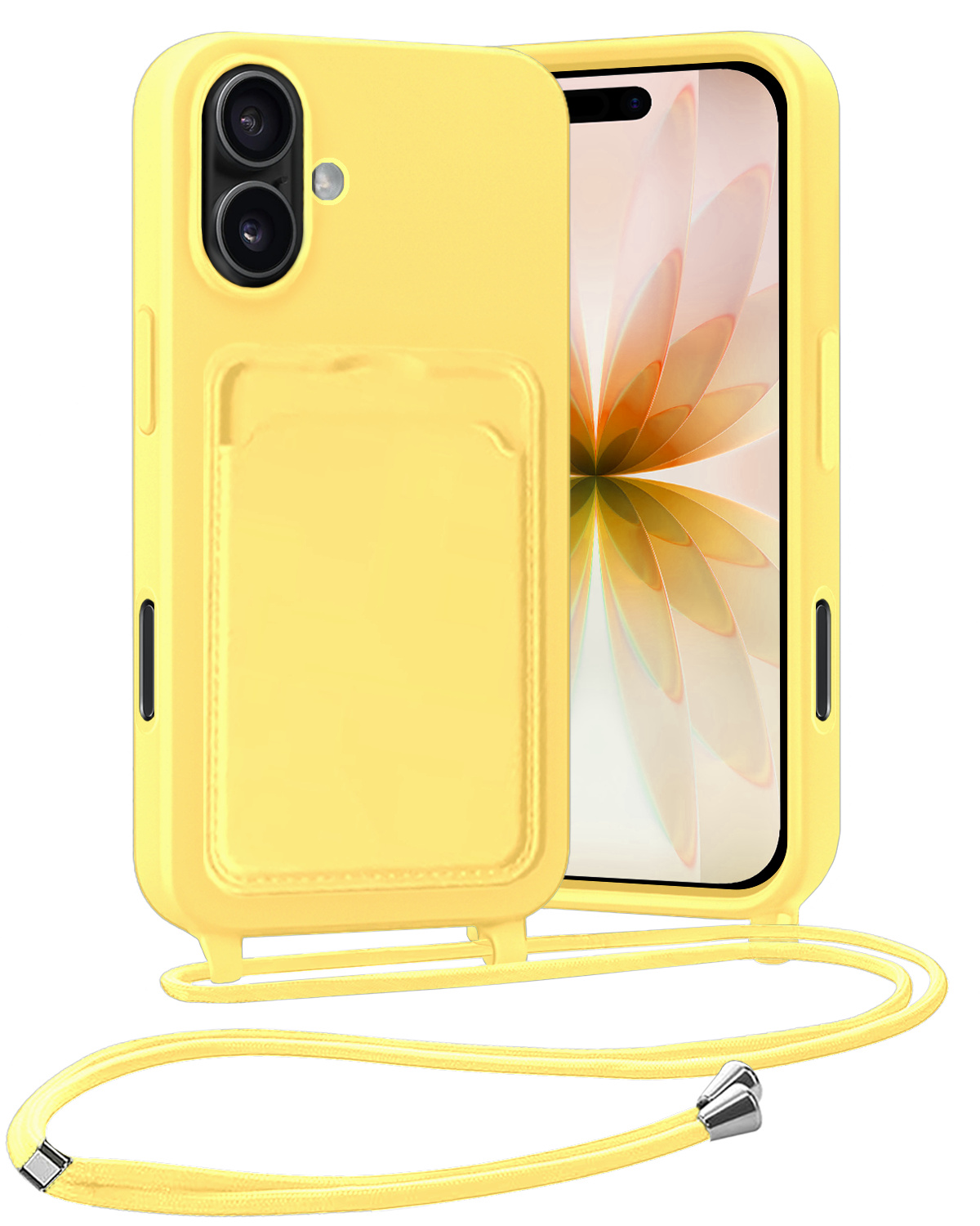 Nomfy Nomfy iPhone 17 Hoesje Pashouder met Koord - Geel