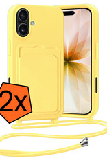 Nomfy Nomfy iPhone 17 Hoesje Pashouder met Koord - Geel - 2 PACK