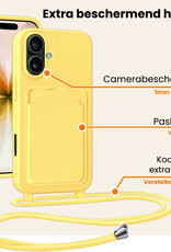 Nomfy Nomfy iPhone 17 Hoesje Pashouder met Koord Met Screenprotector - Geel