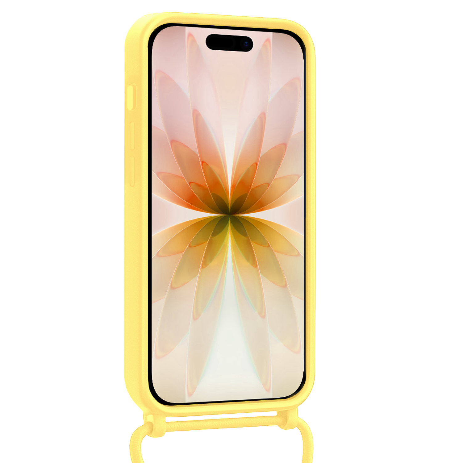 Nomfy Nomfy iPhone 17 Hoesje Pashouder met Koord Met Screenprotector - Geel