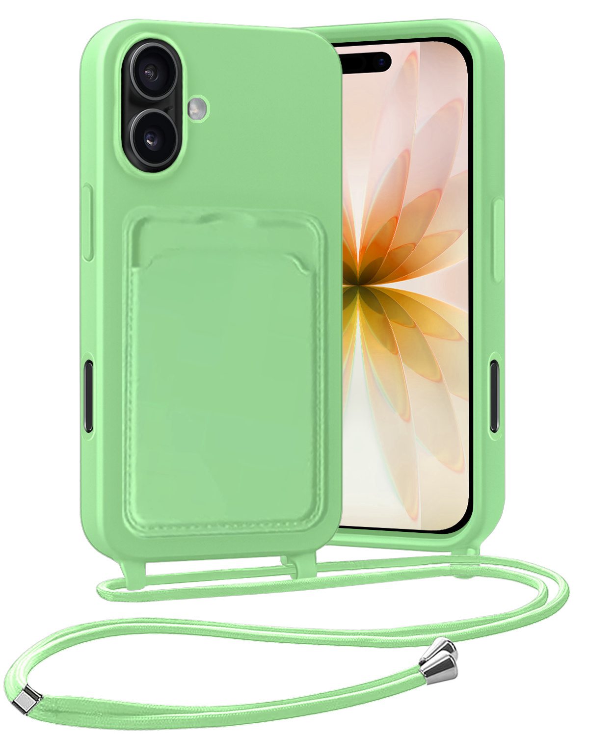 Nomfy Nomfy iPhone 17 Hoesje Pashouder met Koord - Groen