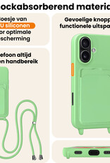 Nomfy Nomfy iPhone 17 Hoesje Pashouder met Koord Met 2x Screenprotector - Groen