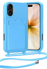 Nomfy Nomfy iPhone 17 Hoesje Pashouder met Koord - Lichtblauw