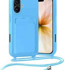 Nomfy Nomfy iPhone 17 Hoesje Pashouder met Koord - Lichtblauw