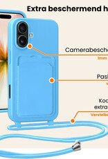 Nomfy Nomfy iPhone 17 Hoesje Pashouder met Koord - Lichtblauw