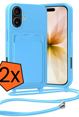 Nomfy Nomfy iPhone 17 Hoesje Pashouder met Koord - Lichtblauw - 2 PACK