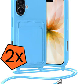 Nomfy Nomfy iPhone 17 Hoesje Pashouder met Koord - Lichtblauw - 2 PACK