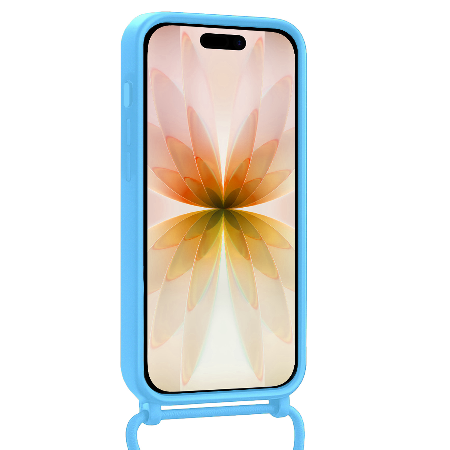 Nomfy Nomfy iPhone 17 Hoesje Pashouder met Koord Met Screenprotector - Lichtblauw