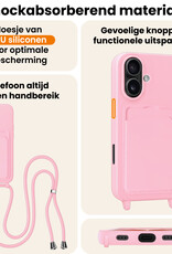 Nomfy Nomfy iPhone 17 Hoesje Pashouder met Koord - Lichtroze