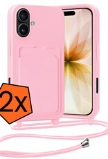 Nomfy Nomfy iPhone 17 Hoesje Pashouder met Koord - Lichtroze - 2 PACK