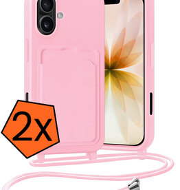 Nomfy Nomfy iPhone 17 Hoesje Pashouder met Koord - Lichtroze - 2 PACK
